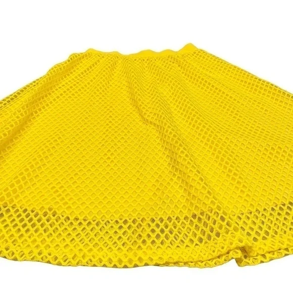 METRO Wear Women’s Yellow Diamond Mesh Pleated Flowy Modern A Line Skirt, Size S - Picture 9 of 13